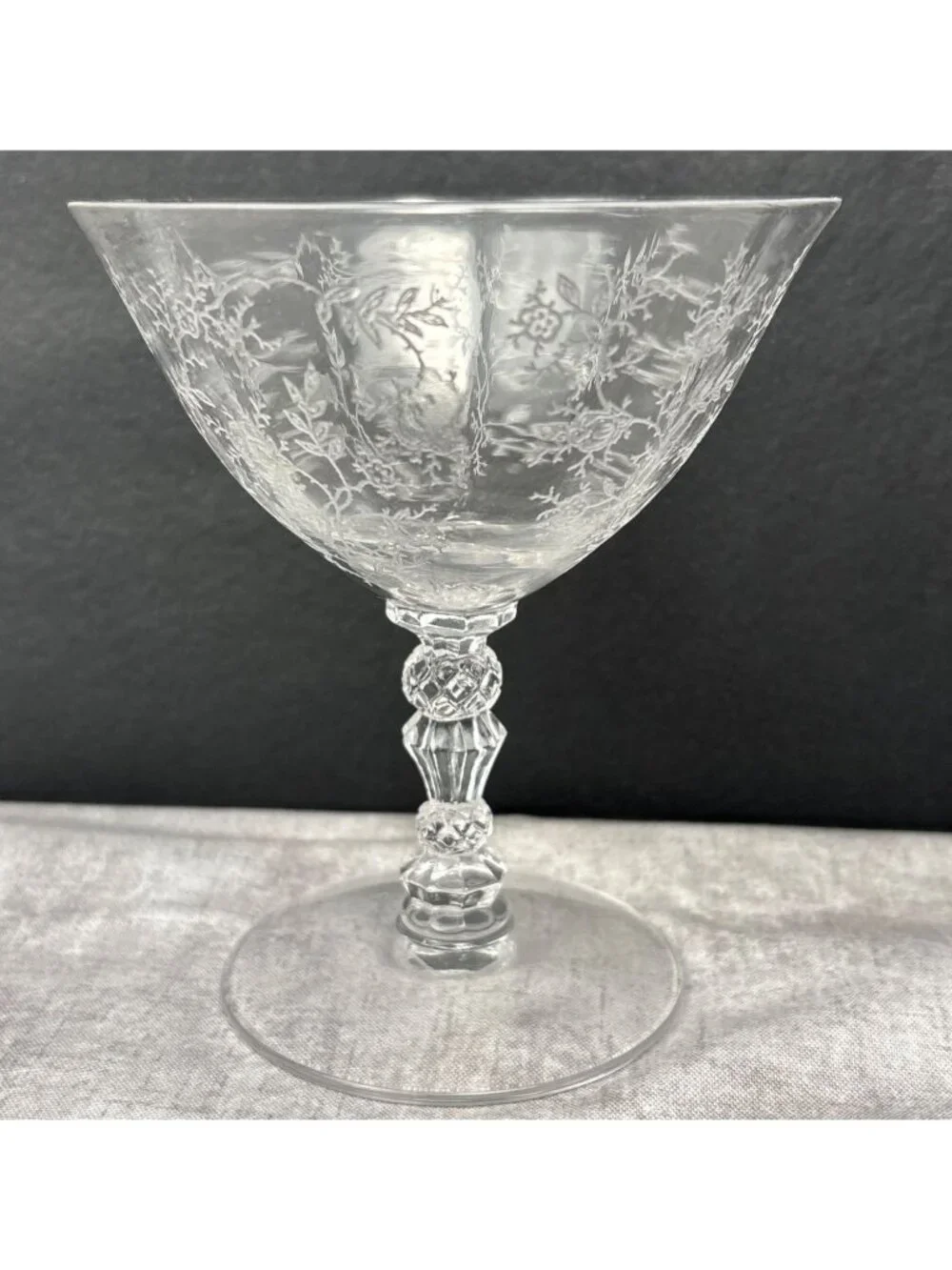 Fostoria Chintz Clear Glass Sherbet Floral Etched Pattern Elegant Stemware
